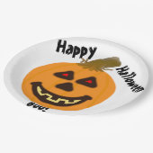 Happy Halloween Boo Lächeln Pumpkin Pappteller (Schrägansicht)