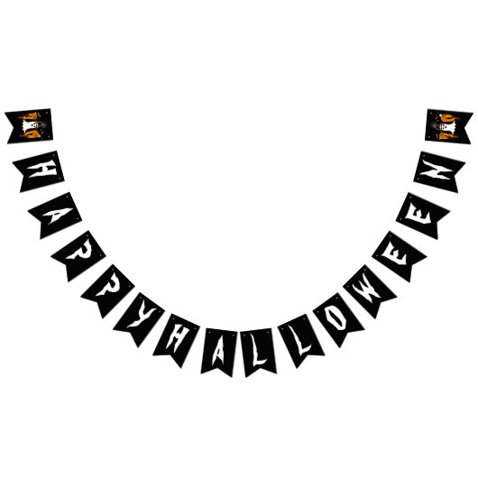HAPPY HALLOWEEN BOO SCHWARZ UND WEISS WIMPELKETTE (Alle)