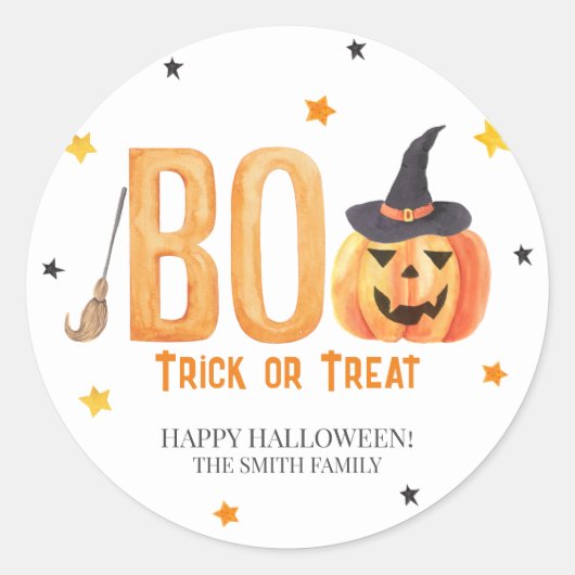 Happy Halloween, BOO, Trick oder Treat Runder Aufkleber (Vorderseite)