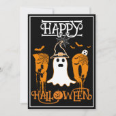 HAPPY HALLOWEEN BOO WHITE GHOST BEÄNGSTIGENDES PAR EINLADUNG (Vorderseite)
