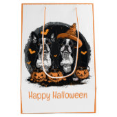 Happy Halloween Boston Terrier Dogs Mittlere Geschenktüte (Rückseite)