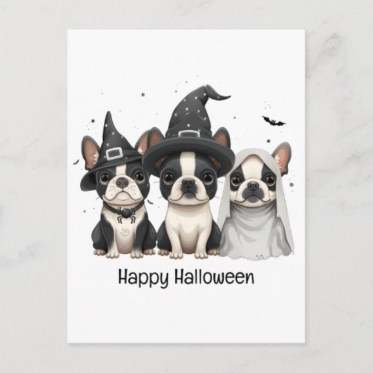 Happy Halloween Boston Terrier Dogs Postkarte (Vorderseite)