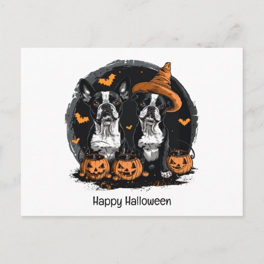 Happy Halloween Boston Terrier Dogs Postkarte (Vorderseite)