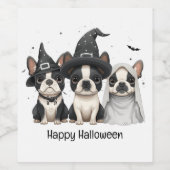 Happy Halloween Boston Terrier Dogs Weinetikett (Einzelnes Label)