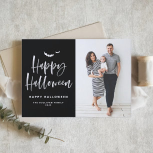 Happy Halloween Brush Lettering Black Foto Feiertagskarte
