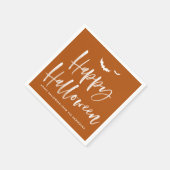 Happy Halloween Brush Lettering Burnt Orange Serviette (Ecke)