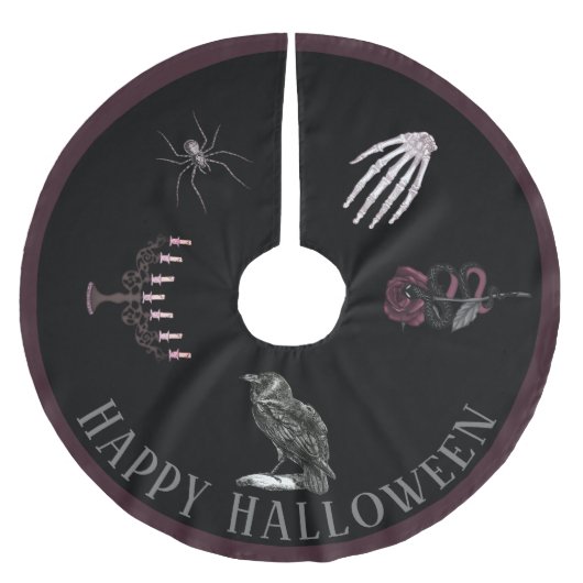 Happy Halloween Brushed Polyester Tree Skirt Weihnachtsbaumdecke (Vorderseite)