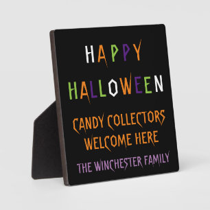 Happy Halloween bunter, lustiger, seltsamer Text Fotoplatte