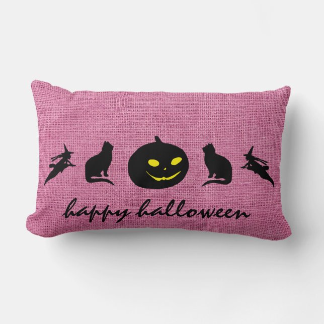 Happy Halloween Burlap Lendenkissen (Vorderseite)