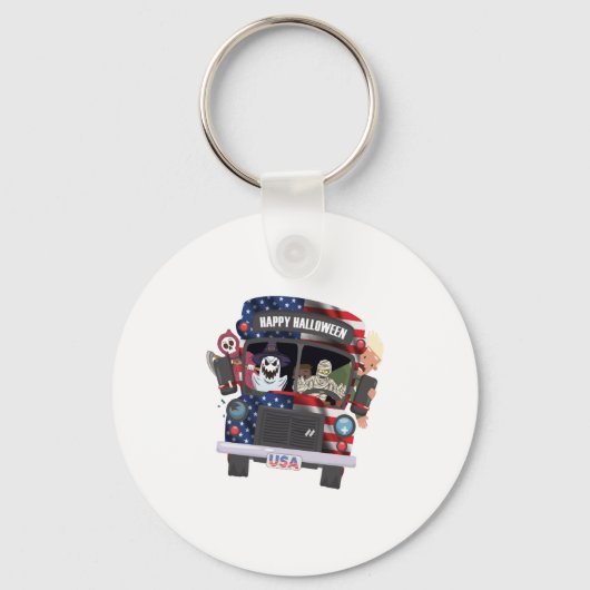 happy halloween bus shirt Party people Schlüsselanhänger (Vorderseite)