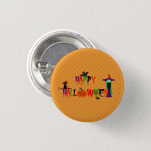 Happy Halloween Button Abzeichen (Vorne & Hinten)