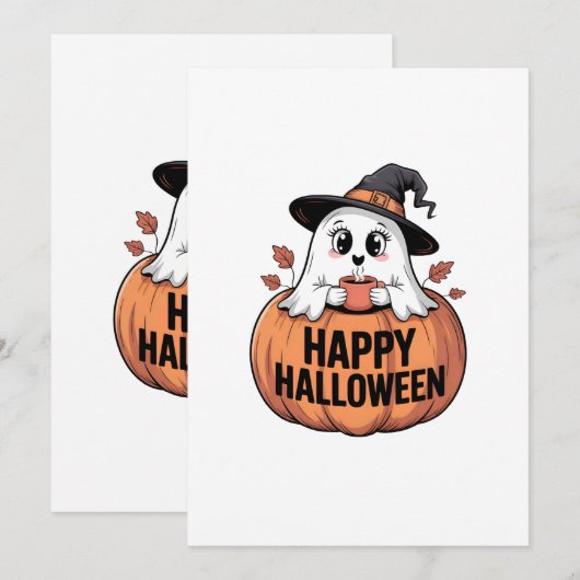 Happy Halloween Caffeine Ghost Einladung (Vorne/Hinten)