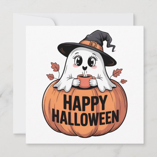 Happy Halloween Caffeine Ghost Halloween Karten (Vorderseite)