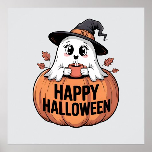 Happy Halloween Caffeine Ghost Poster (Vorne)