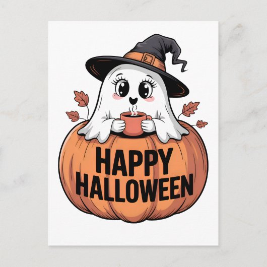 Happy Halloween Caffeine Ghost Postkarten (Vorderseite)
