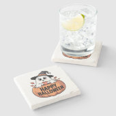 Happy Halloween Caffeine Ghost Steinuntersetzer (Seitenansicht)