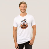 Happy Halloween Caffeine Ghost Tri-Blend Shirt (Vorderseite voll)