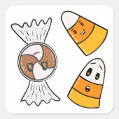 Happy Halloween Candies Quadratischer Aufkleber (Vorderseite)