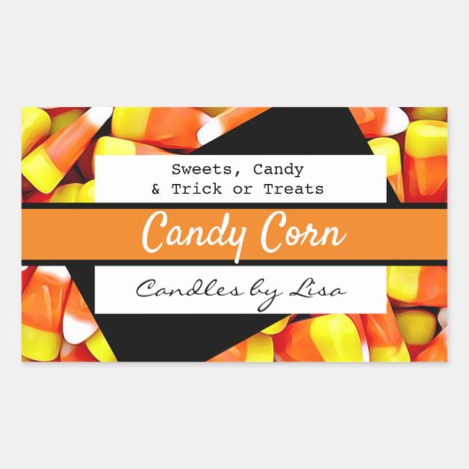 Happy Halloween Candle Corn Labels Rechteckiger Aufkleber (Vorderseite)