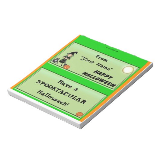 Happy Halloween Candy Bar Wrapper Gastgeschenk Notizblock (Rotiert)