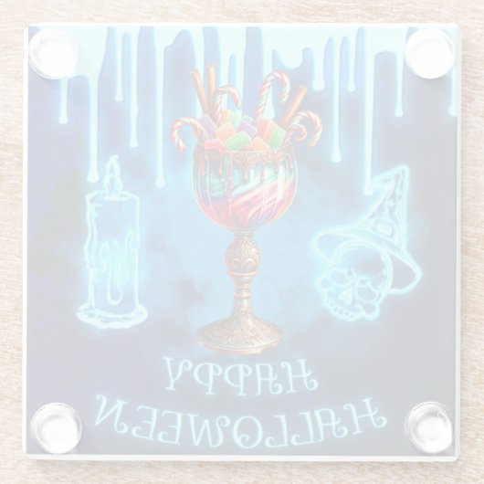 Happy Halloween Candy Cocktail Glasuntersetzer (Rückseite)