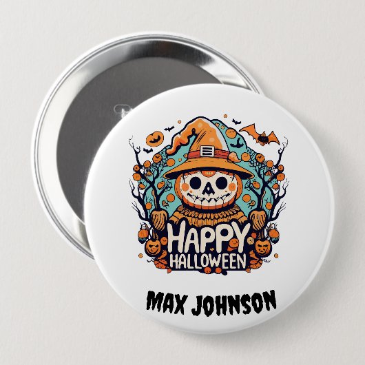 Happy Halloween - Candy Corn Chaos Orange Black Button (Vorne & Hinten)
