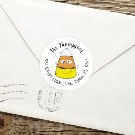 Happy Halloween Candy Corn Niedliche Rücksendeadre Runder Aufkleber