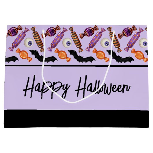 Happy Halloween Candy Leckereien Lila große Gesche Geschenktüte (Vorderseite)