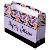 Happy Halloween Candy Leckereien Lila große Gesche Geschenktüte (Rückseite Schrägansicht)