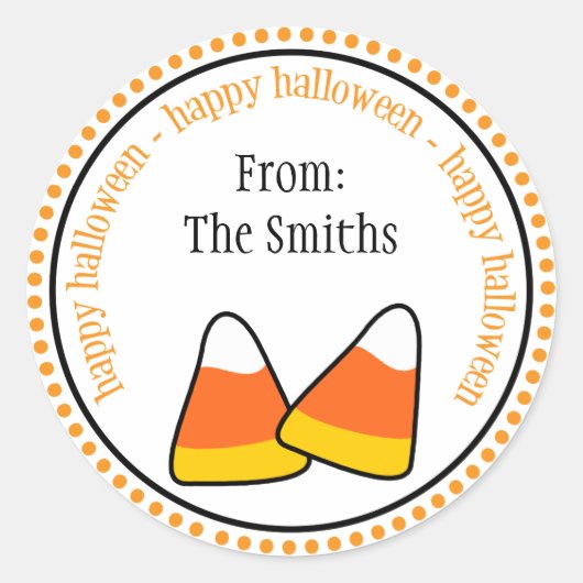 Happy Halloween Candy Mais Dot Circle Labels Runder Aufkleber (Vorderseite)
