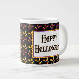 Happy Halloween Candy Pattern auf Black Jumbo Tass Jumbo-Tasse