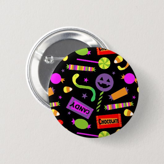 Happy Halloween Candy Pattern Button (Vorne & Hinten)