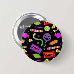 Happy Halloween Candy Pattern Button
