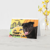 Happy Halloween Card Black Pug Karte (Gelbe Blume)