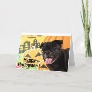 Happy Halloween Card Black Pug Karte