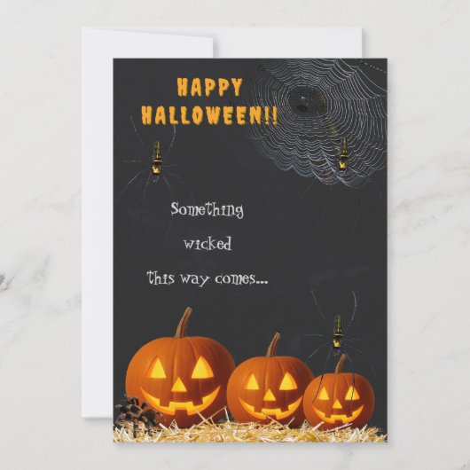Happy Halloween Card | Spooky Pumpkin & Spiders Einladung (Vorderseite)