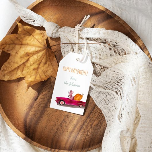 Happy Halloween Cartoon Mouse Pumpkin Geschenkmark Geschenkanhänger