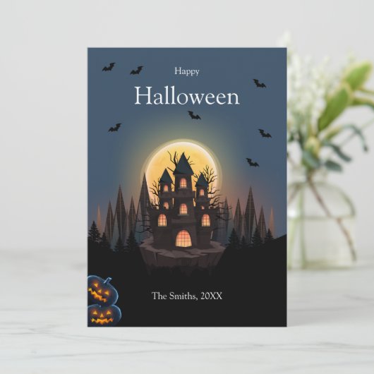 Happy Halloween Castle Card (Stehend Vorderseite)