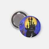 Happy Halloween Castle Klein, 3,2 cm Rundmagazin Magnet (Vorderseite/Rückseite)