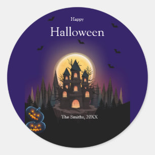 Happy Halloween Castle Runder Aufkleber