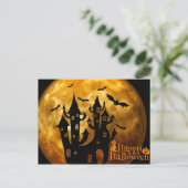 Happy Halloween Castle und Full Moon Postkarte (Stehend Vorderseite)