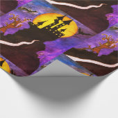 Happy Halloween Castle Wrapping Paper Geschenkpapier (Ecke)