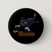 Happy Halloween Cat Chasing Maus Button (Vorderseite)
