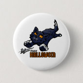 Happy Halloween Cat Chasing Maus Button (Vorderseite)