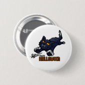 Happy Halloween Cat Chasing Maus Button (Vorne & Hinten)