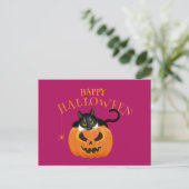Happy Halloween Cat fun Postcard Postkarte (Stehend Vorderseite)