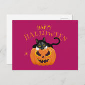Happy Halloween Cat fun Postcard Postkarte (Vorne/Hinten)