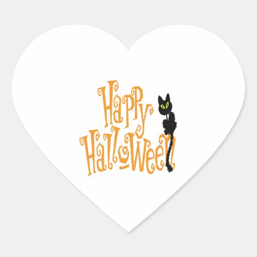 HAPPY HALLOWEEN CAT Herz-Aufkleber (Vorderseite)