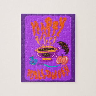 Happy Halloween Cat Lover Hexe Tasse Kaffee Puzzle