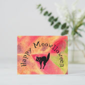 Happy Halloween Cat Meow Postcard Postkarte (Stehend Vorderseite)